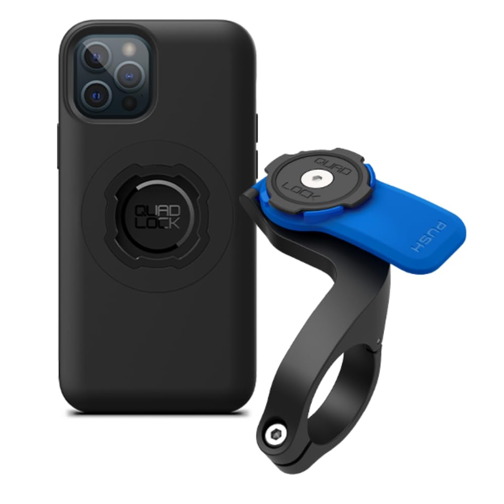 Quad Lock Out Front Bike Phone Mount Kit with MAG Case for iPhone 12/12 Pro - Secure Cycling Phone Holder for Road & Mountain Biking, Commuting & Outdoor Adventures
