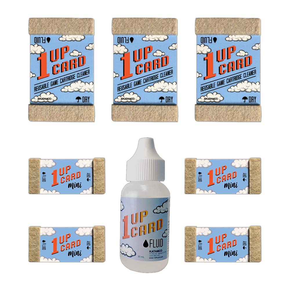 1UPcard Video Game Cartridge Cleaning Kit - Multi-Size Game Cartridge Cleaner with Cleaning Fluid for NES, SNES, N64, Game Boy - Perfect for Retro Gaming Maintenance & Collection Care
