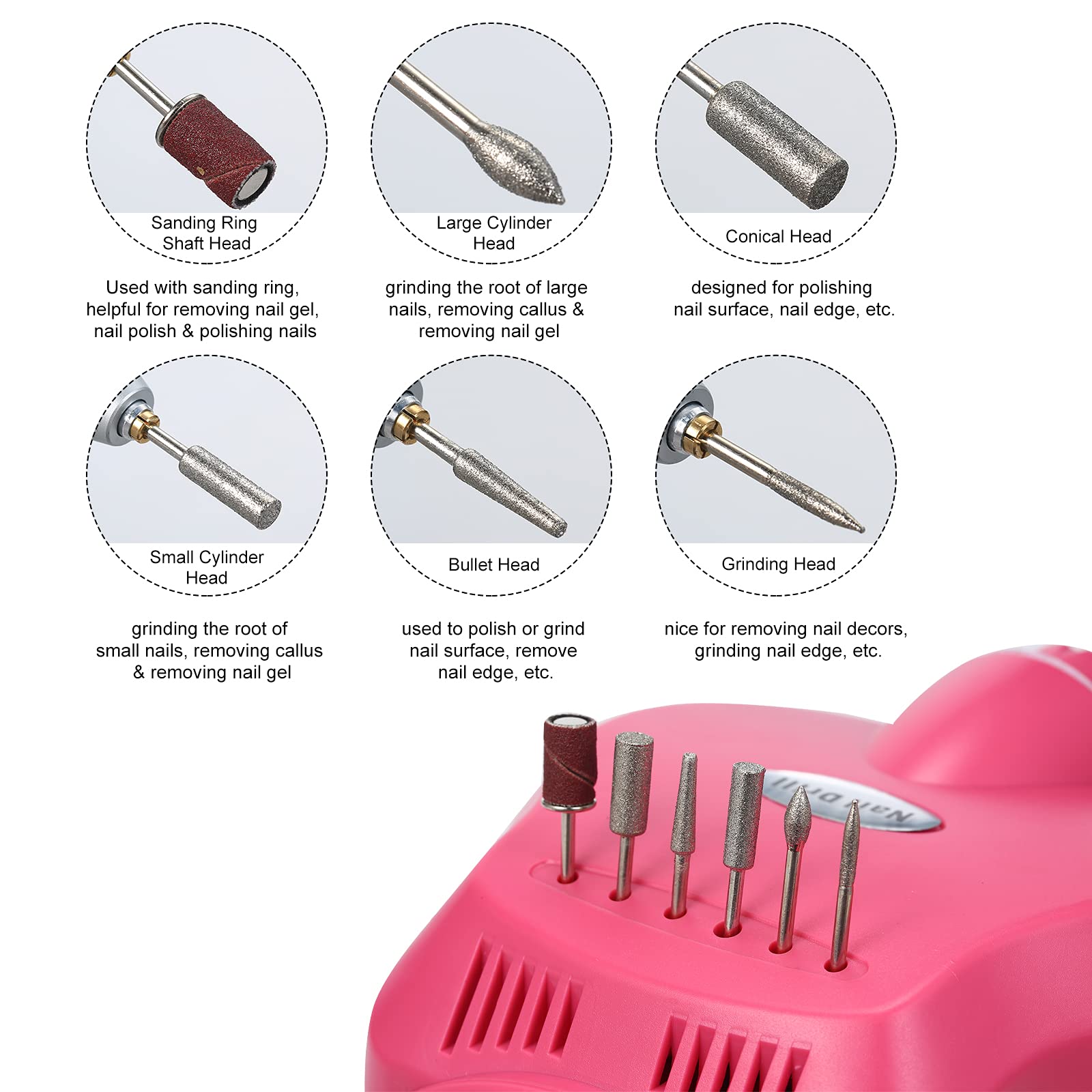 35000RPM Electric Nail Drill Machine with Foot Pedal & Pen Holder - Professional Acrylic Nail File Kit for Manicure, Pedicure, Nail Art & Gel Polish Removal - Perfect for Salon & Home Use (White, UK Plug) - Layfoo