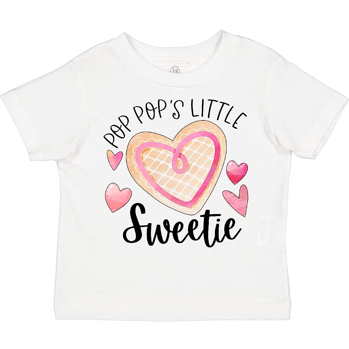 Inktastic Pop Pop's Little Sweetie Pink Heart Cookie Toddler T-Shirt - Cute Baby Girl Outfit for Family Photos, Birthday Parties & Grandparents Day Gifts