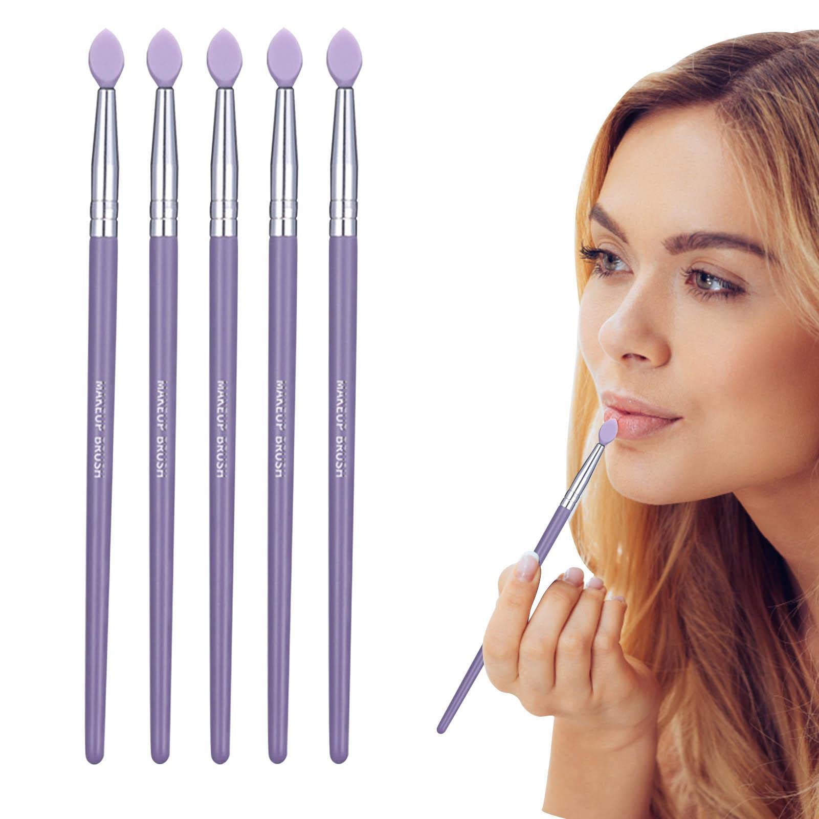 Reusable Silicone Lipstick Applicator & Flat Lip Makeup Brush Set - Perfect for Cream Lipstick, Lip Blurring Film & Eyeshadow Application | Professional Beauty Tools for Precise Lip Makeup & Smooth Blending