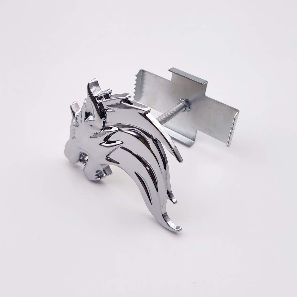 Premium 3D Chrome Metal Wolf Head Logo Car Front Grille Emblem - Left Side Silver Racing Sport Turbo Auto Accessory | Perfect for Customizing Muscle Cars, Trucks & SUVs