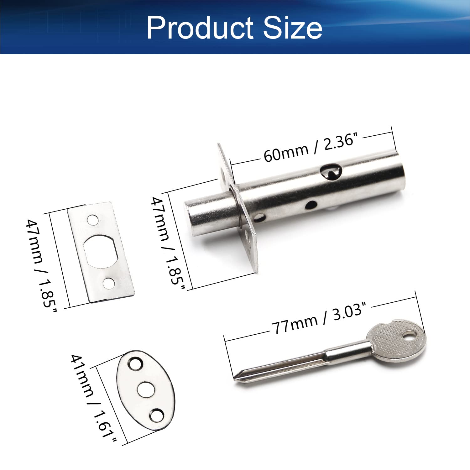 Yinpecly 13mm Stainless Steel Hidden Tubewell Mortise Lock with Key & Screws - Secure Office, Home & Fire Doors (1pc) | Ideal for Framed Doors & Privacy Protection