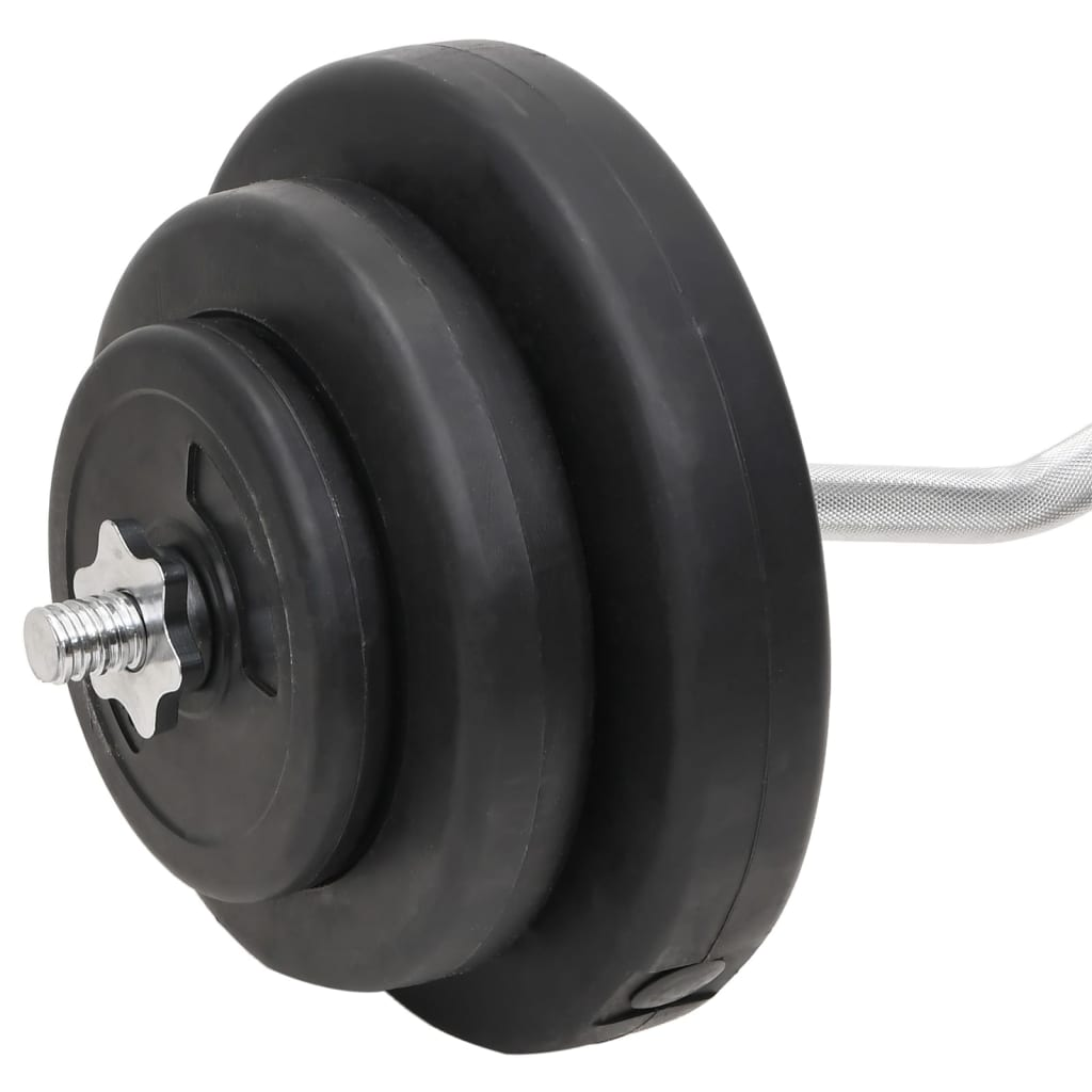 VidaXL 60kg Barbell and Dumbbell Set with Weight Plates - Home Gym Equipment for Strength Training & Weightlifting Workouts