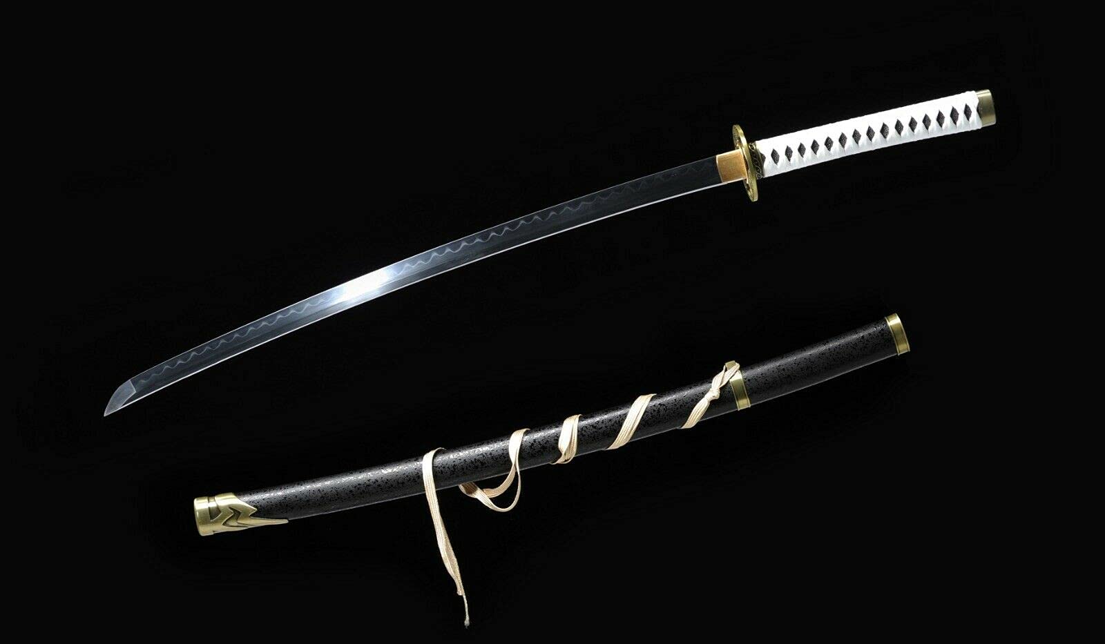 Authentic Japanese Samurai Katana Sword - Handcrafted T-10 High Carbon Steel Clay Tempered Blade with Mirror Polish - Perfect for Martial Arts Training, Cosplay & Collectors Display