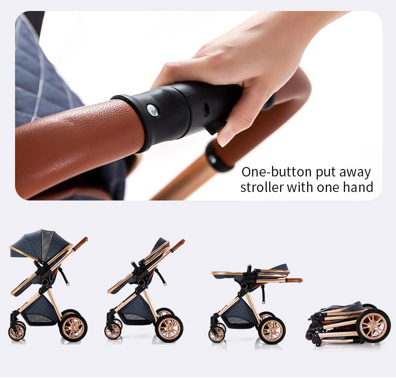 Lightweight Foldable Baby Stroller - Portable Infant Stroller with One-Click Folding, Reversible Seat & Aluminum Frame | Newborn Pram for Travel, Shopping & Outdoor Walks (Off White)