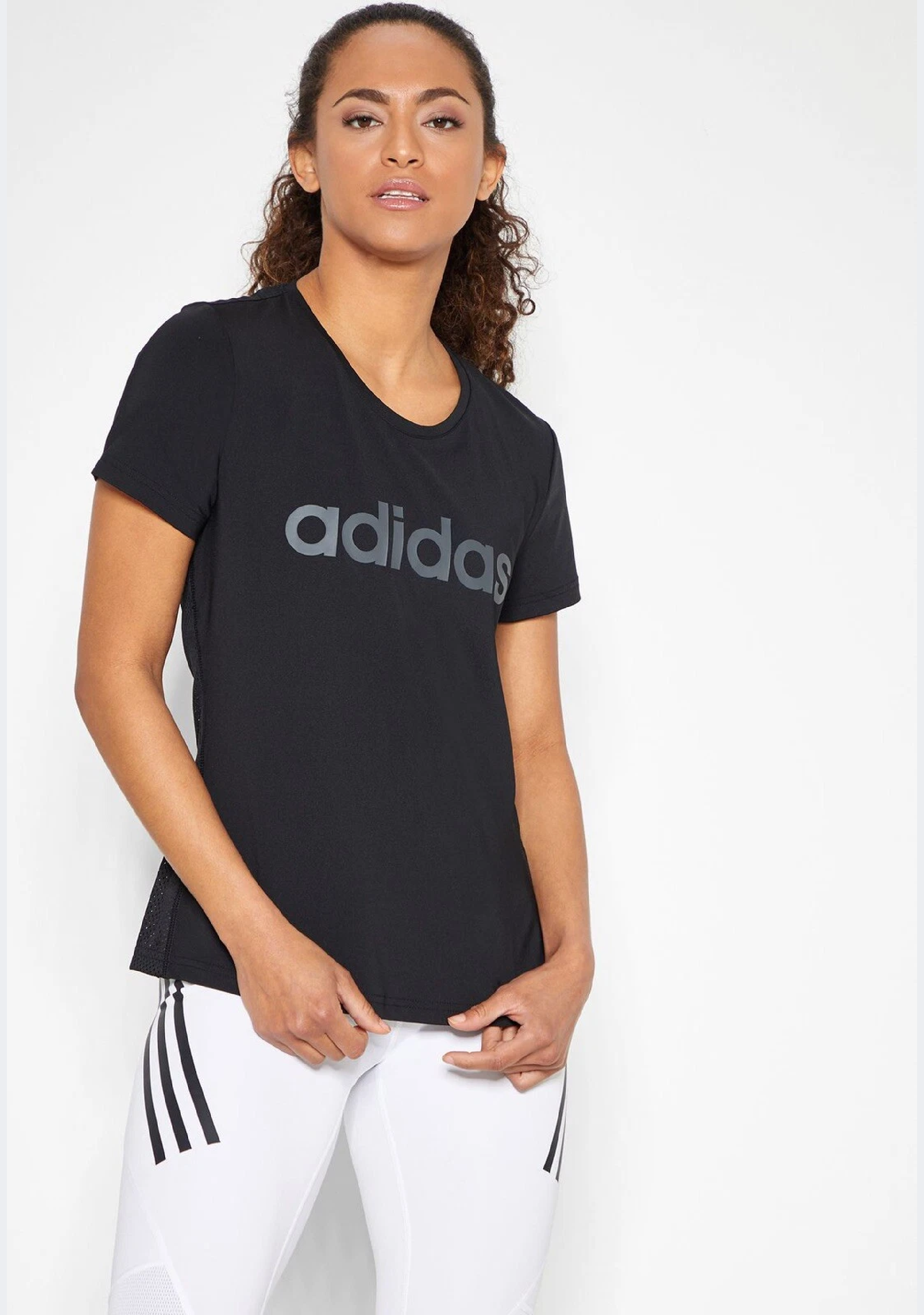 Adidas Women's Linear Tee - Comfortable Slim Fit Short Sleeve T-Shirt for Running, Yoga & Casual Wear | Athletic & Everyday Style