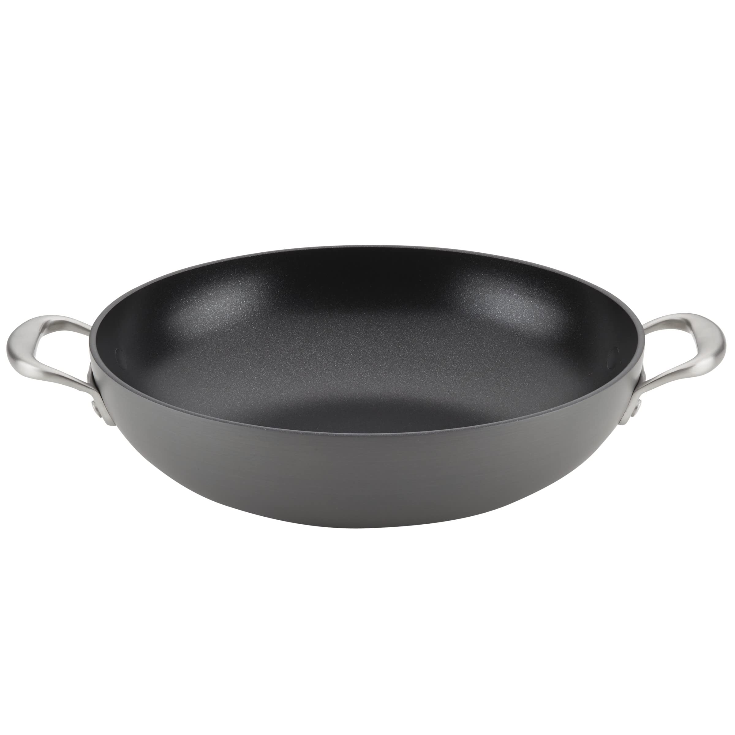 Anolon Allure 12-Inch Hard Anodized Nonstick Wok Pan - Dark Gray Stir Fry Pan for Asian Cooking, Sautéing & High-Heat Stir-Frying | Durable Kitchen Cookware for Home Chefs