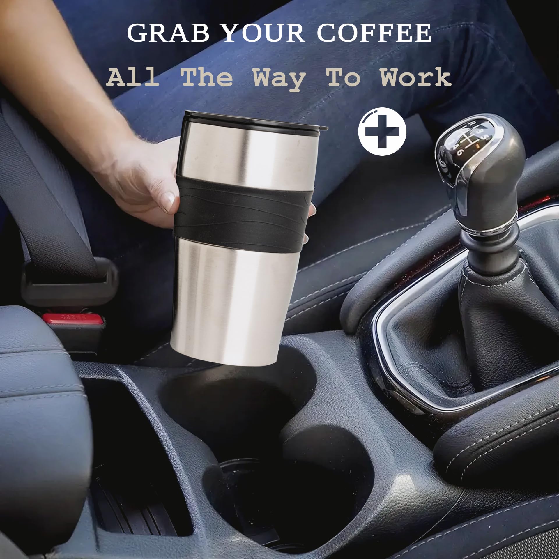 Mixpresso Personal Single Serve Coffee Maker with 14oz Travel Mug - Compact Drip Coffee Machine & Insulated Tumbler - Auto Shut Off & Reusable Filter - Works with Coffee Grounds - Perfect for Home, Office & Travel Use