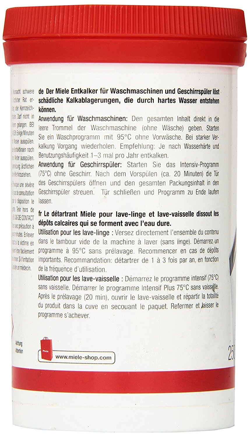 Miele Care Descaler Powder for Washers - Deep Cleaning & Sanitizing (Model 09043380) | Perfect for Laundry Machines & Dishwashers