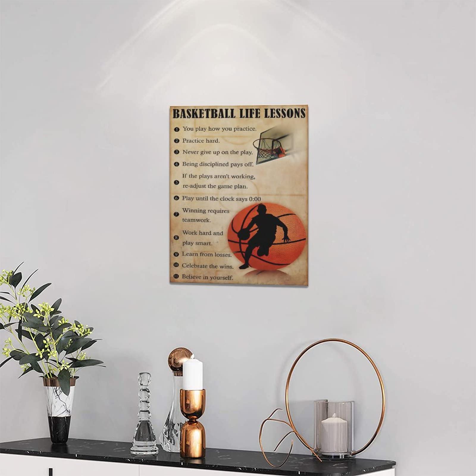 Basketball Wall Art - Motivational Canvas Print 12x16 for Gym & Room Decor