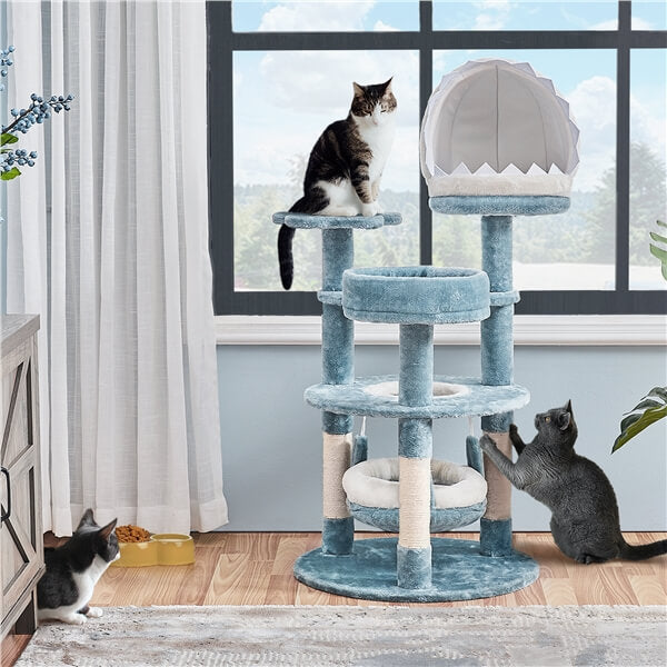 Yaheetech 45.5 Inch Ocean Themed Cat Tree - Multi-Level Cat Tower with Scratching Posts, Perches & Condo for Indoor Cats - Perfect for Play, Rest & Climbing in Home or Office