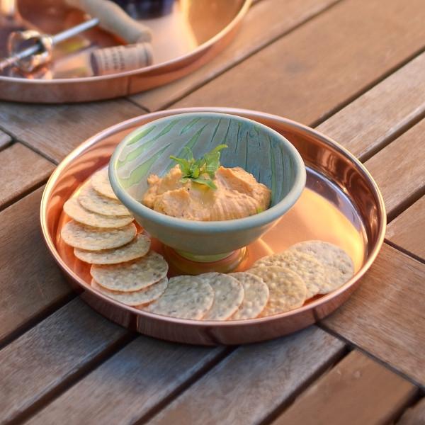 Round Copper Trays for Home Decor - Elegant Handmade Metal Serving Tray for Dining, Coffee Table, or Wall Display - Perfect for Entertaining & Gift Giving
