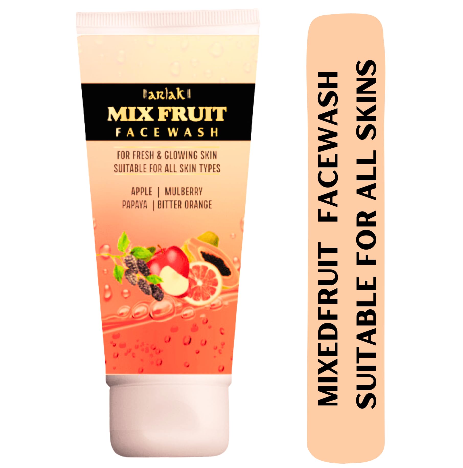 Arlak Mixed Fruit Face Wash (75 ml) with Papaya, Apple, Bitter Orange & Mulberry Extracts - Natural Brightening & Exfoliating Facial Cleanser for Glowing Skin - Perfect for Daily Skincare Routine & Acne-Prone Skin