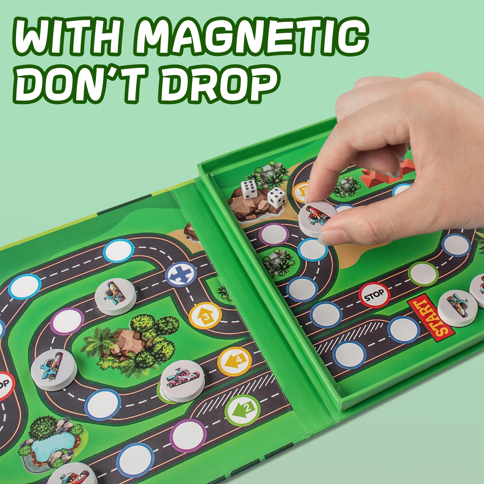 Magnetic Car Race Game for Kids Ages 3-8 - Fun Travel Toy for Toddlers - Road Trip & Airplane Activity - Camping Game Essentials - Easter Gift for Boys & Girls - Perfect for Birthday Parties, Family Game Nights & Long Journeys
