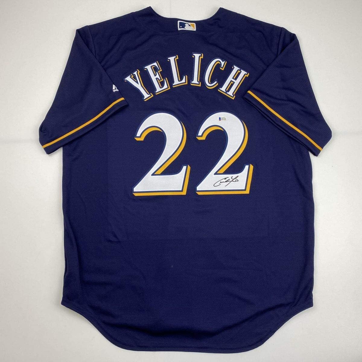 Authentic Autographed Christian Yelich Milwaukee Brewers Baseball Jersey with Beckett BAS COA - Perfect for Collectors, Fans, and Sports Memorabilia Displays