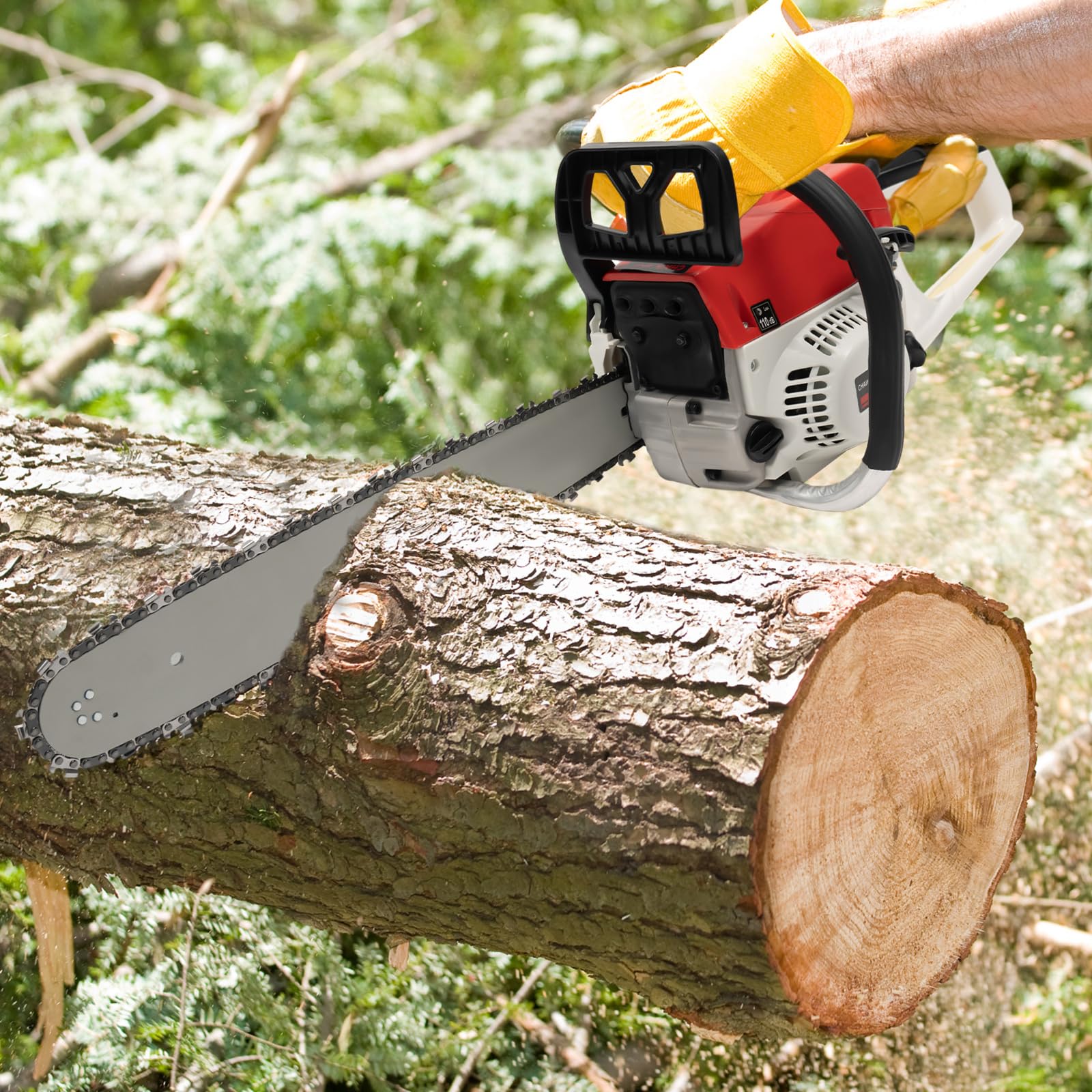 20 Inch 52CC Cordless Gas Chainsaw - Commercial Grade Gasoline Chainsaw for Wood Cutting, Tree Trimming & Logging - Handheld Petrol Chain Saw for Farm, Ranch, Garden & Forestry Use - Perfect for Landscaping, Firewood Preparation & Storm Cleanup
