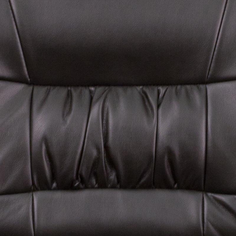 Premium FLASH Haeger Leather Executive Office Chair - Black Metal Frame Reception Seating for Professional Workspaces & Conference Rooms