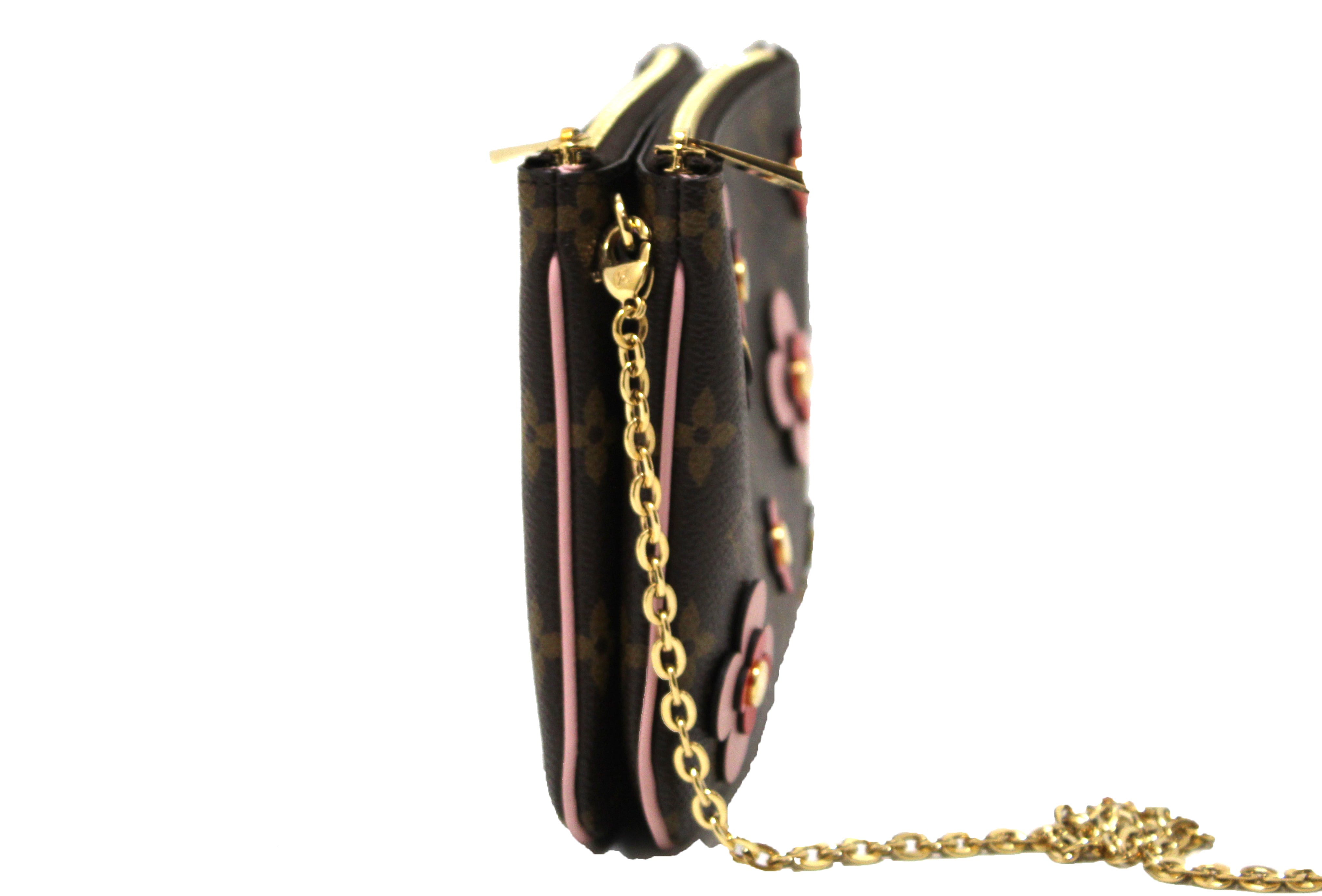 Authentic Louis Vuitton Monogram Blooming Flowers Double Zip Pochette Bag - Luxury Crossbody Purse for Women, Perfect for Date Night & Special Occasions