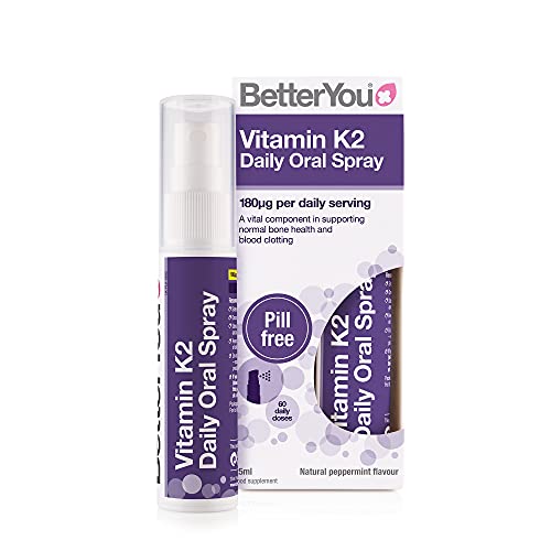 BetterYou Vitamin K2 Oral Spray for Bone Health - 25ml, Palm Oil Free | Supports Strong Bones & Dental Health, Easy-to-Use Daily Supplement