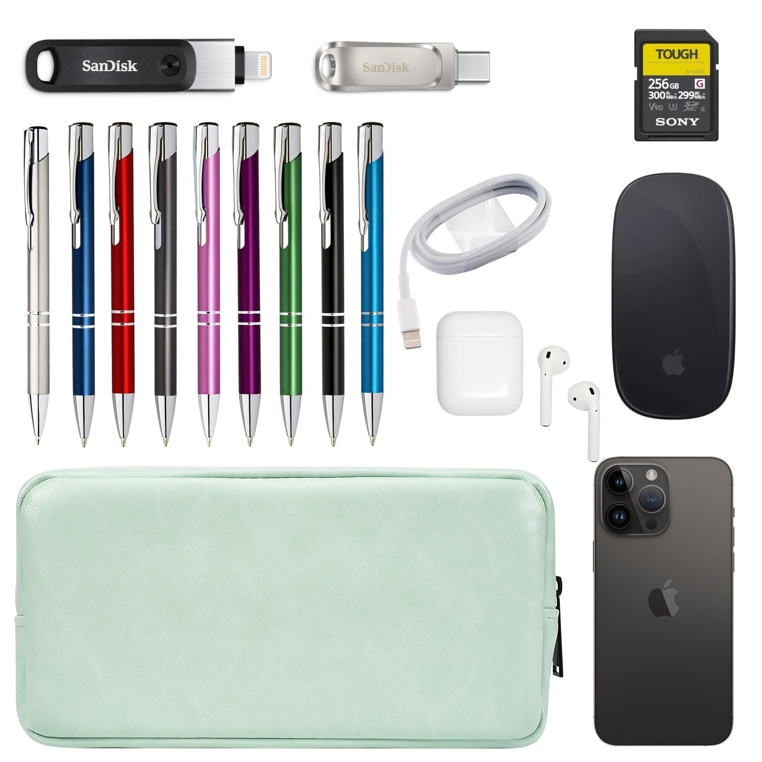 Portable Electronic Organizer Travel Case - Mint Green Cable Accessories Storage Bag for Power Bank, Chargers, USB Cables & Earphones | Perfect for Business Trips, Commuting & Home Organization