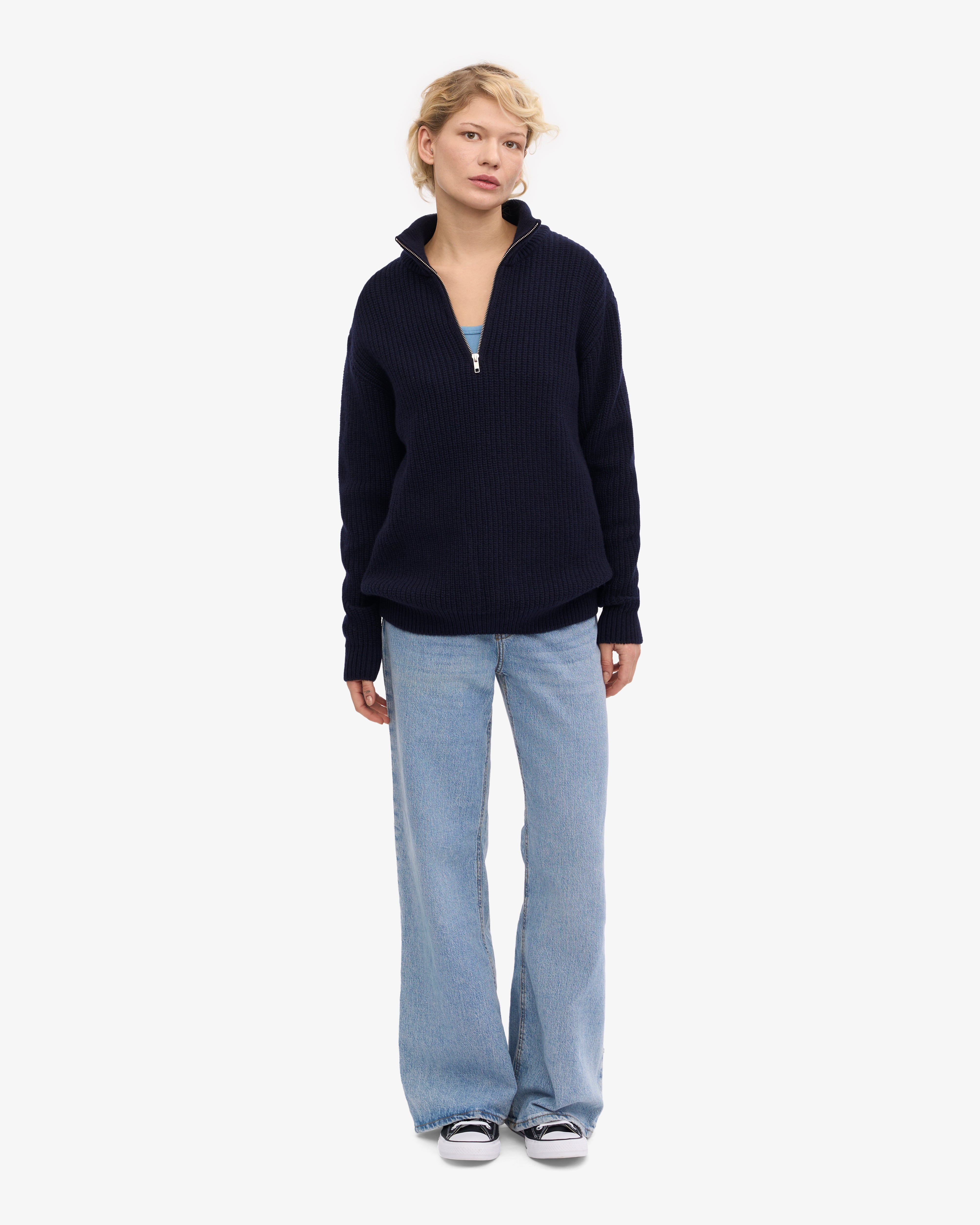 Premium Merino Wool Quarter Zip Sweater for Men - Navy Blue | Soft & Warm Layering for Outdoor Adventures & Casual Wear