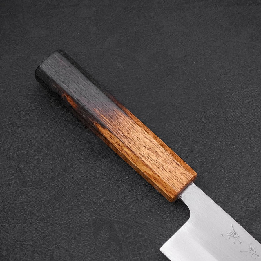 Premium Santoku Knife - White Steel #1 Polished Blade with Yaki Urushi Handle (165mm) - Perfect for Sushi, Vegetables & Meat Cutting