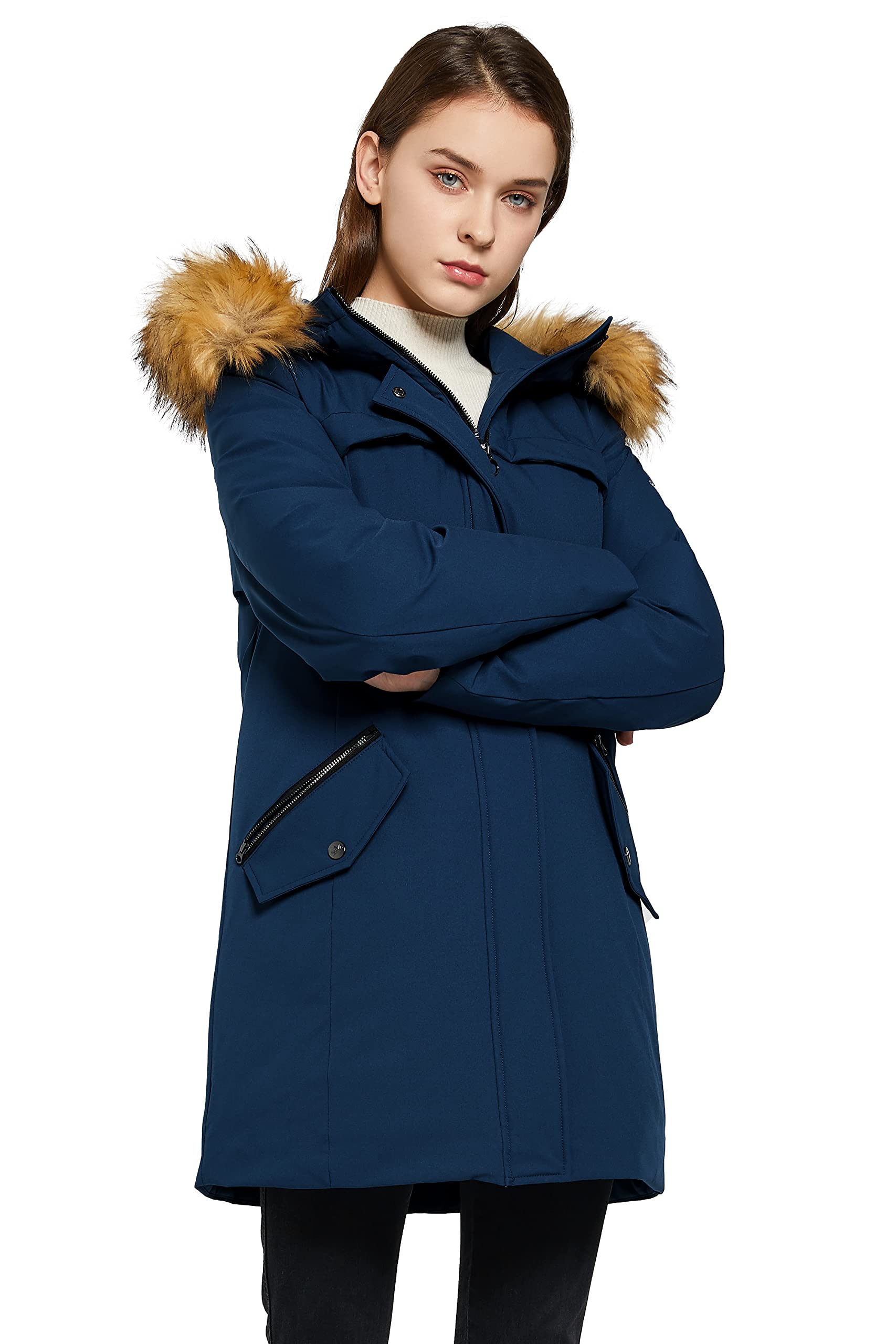 Orolay Women's Thick Warm Down Jacket with Removable Hood - Lightweight Winter Coat for Cold Weather - Perfect for Outdoor Activities, Skiing, and Daily Commute