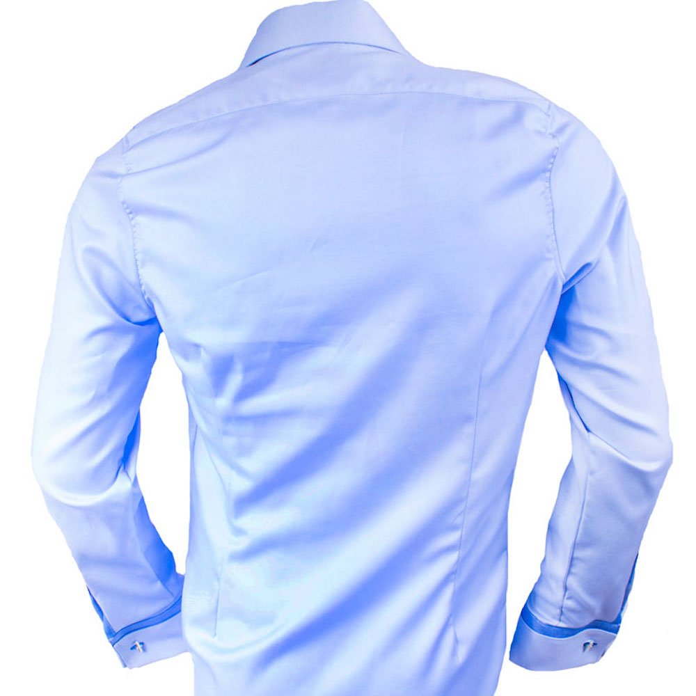 Premium Light Blue & Dark Blue French Cuff Dress Shirts for Men | USA-Made Formal Business Attire | Perfect for Weddings, Office & Special Occasions