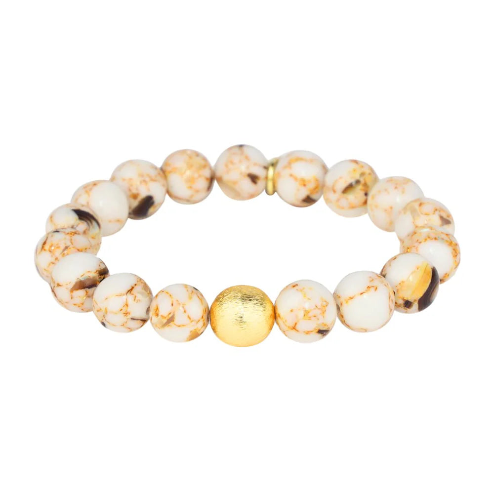 BuDhaGirl Etoile Marble Beaded Bracelet - Elegant Yoga & Meditation Accessory for Women | Boho Chic Jewelry for Everyday Wear & Spiritual Practice