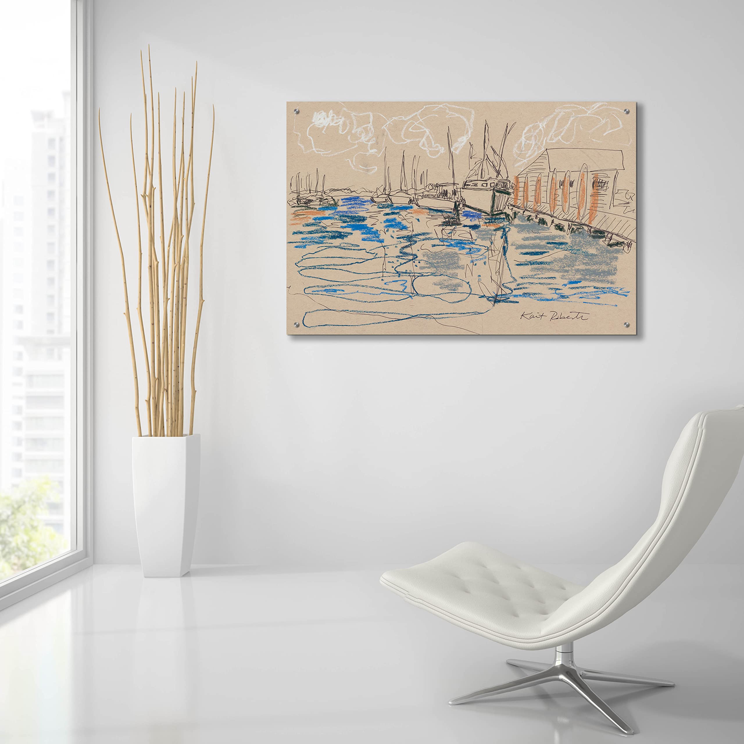 Epic Art 'Harraseeket Lunch and Lobster Co.' by Kait Roberts - 36x24 Inch Acrylic Glass Wall Painting - Coastal Kitchen Decor, Restaurant Artwork, Maine Seafood Theme Home Decoration