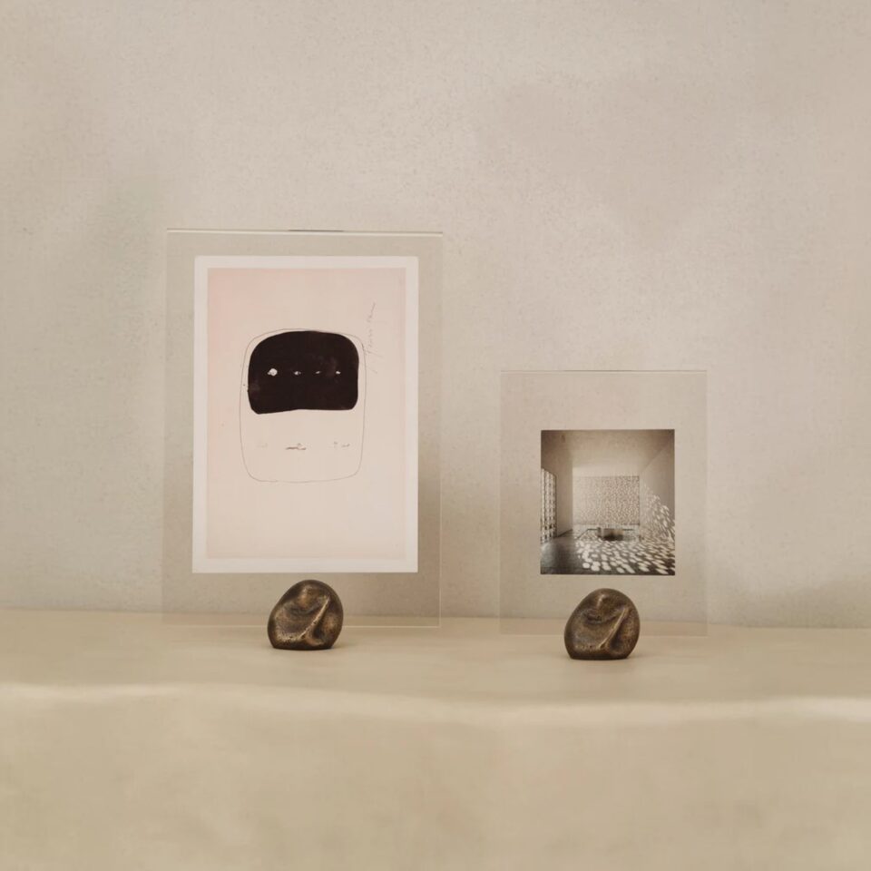 FERM LIVING Gravel Standing Frame - A5 Size Antique Brass Photo Display for Home & Office Decor | Perfect for Desks, Shelves, and Gift Presentations