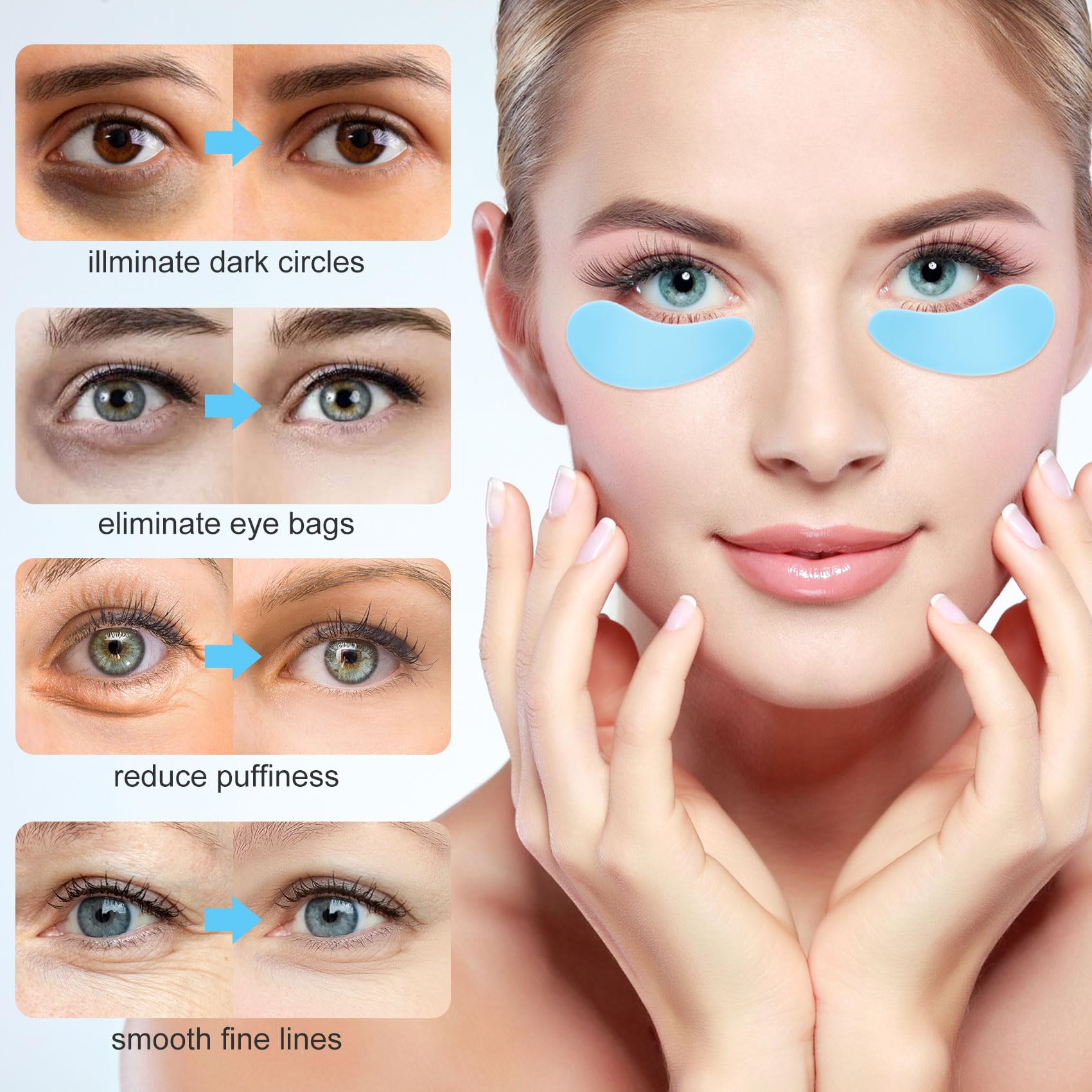 Joez Reusable Silicone Under Eye Patches - 2 Pairs for Wrinkle & Fine Line Reduction, Dark Circle Treatment - Blue & Purple Eye Masks for Skin Care & Anti-Aging - Perfect for Night Routine, Travel & Spa Days
