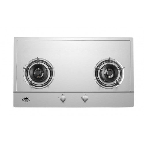 Crown CR 222 / CR 2 Stainless Steel Built-In Gas Stove Hob - 4 Burner Cooktop for Professional Kitchen & Home Cooking | Durable & Easy to Clean