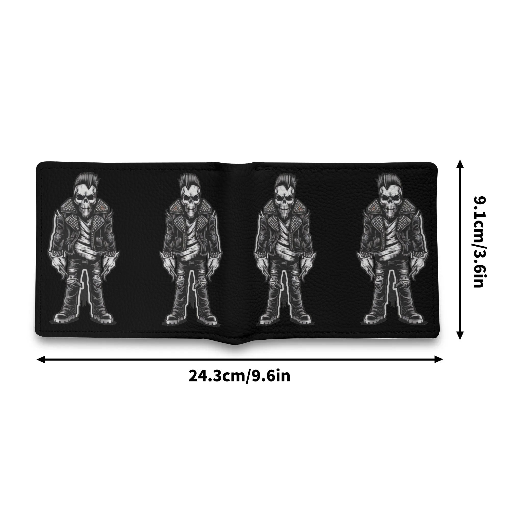 Punk Rock Skeleton Minimalist Leather Wallet for Men - Slim RFID Blocking Bifold Wallet with Money Clip | Perfect for Concerts, Nightlife & Everyday Use