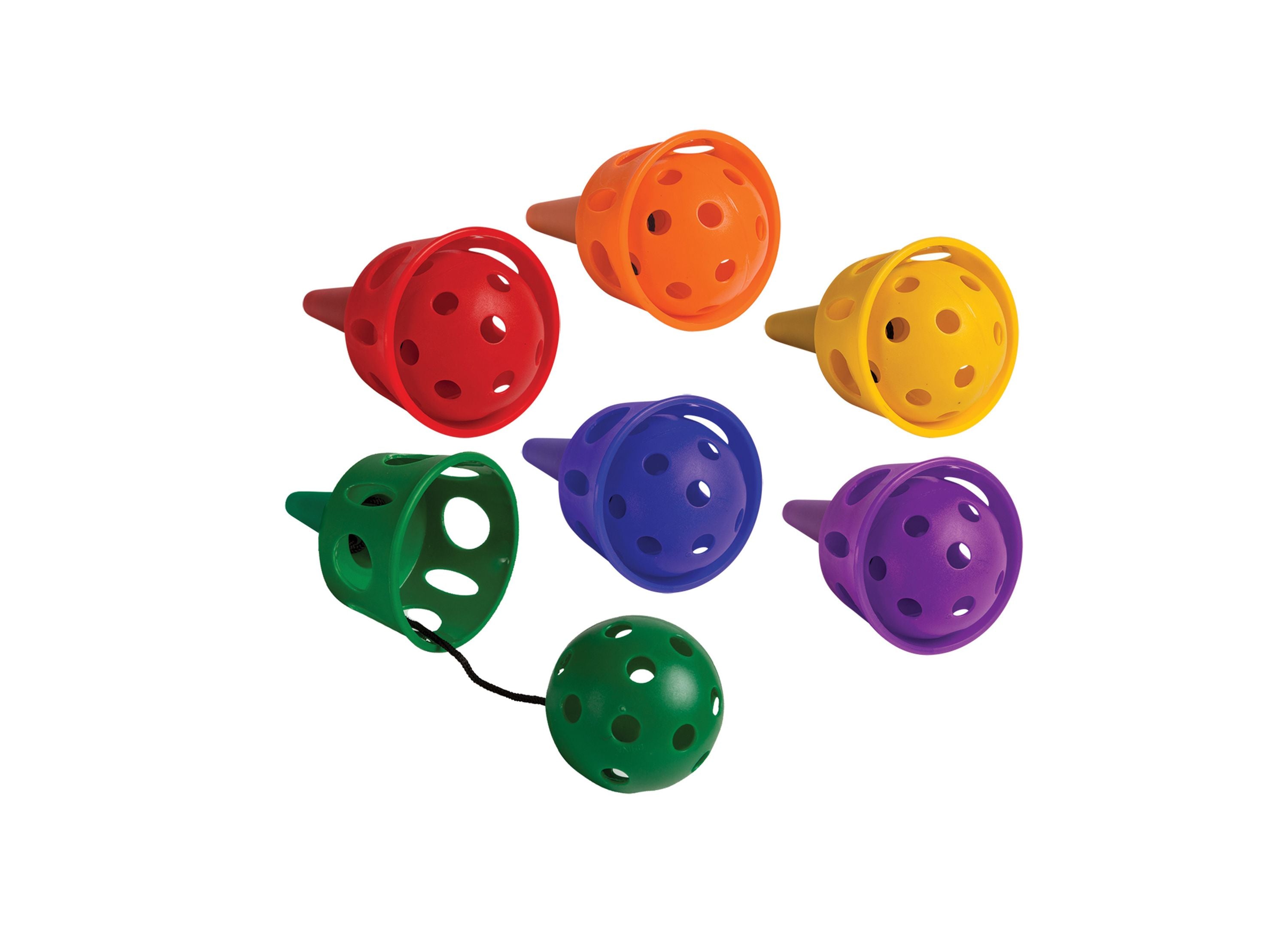 Champion Sports Rainbow Catch A Ball Cup Set - 6 Piece Colorful Stacking Cups for Kids Outdoor Games, Birthday Parties & Beach Activities