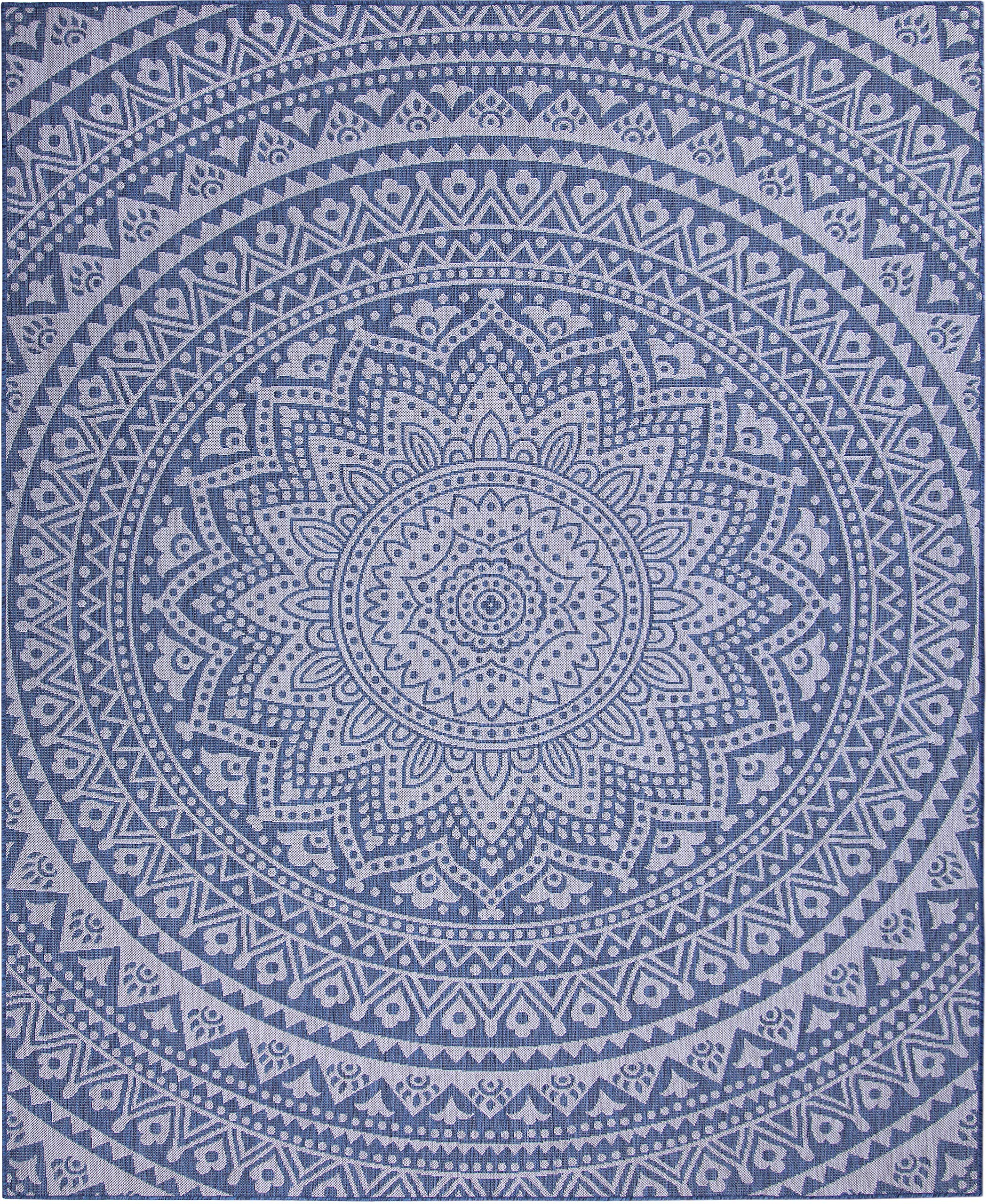 Bohemian Mandala Design Indoor/Outdoor Area Rug - Stain Resistant, Washable & Waterproof - Perfect for Patio, Balcony, Living Room, Kitchen & Bedroom Decor (8'x10', Denim Blue) - Ideal for Yoga Spaces, Meditation Rooms & Boho Chic Home Styling