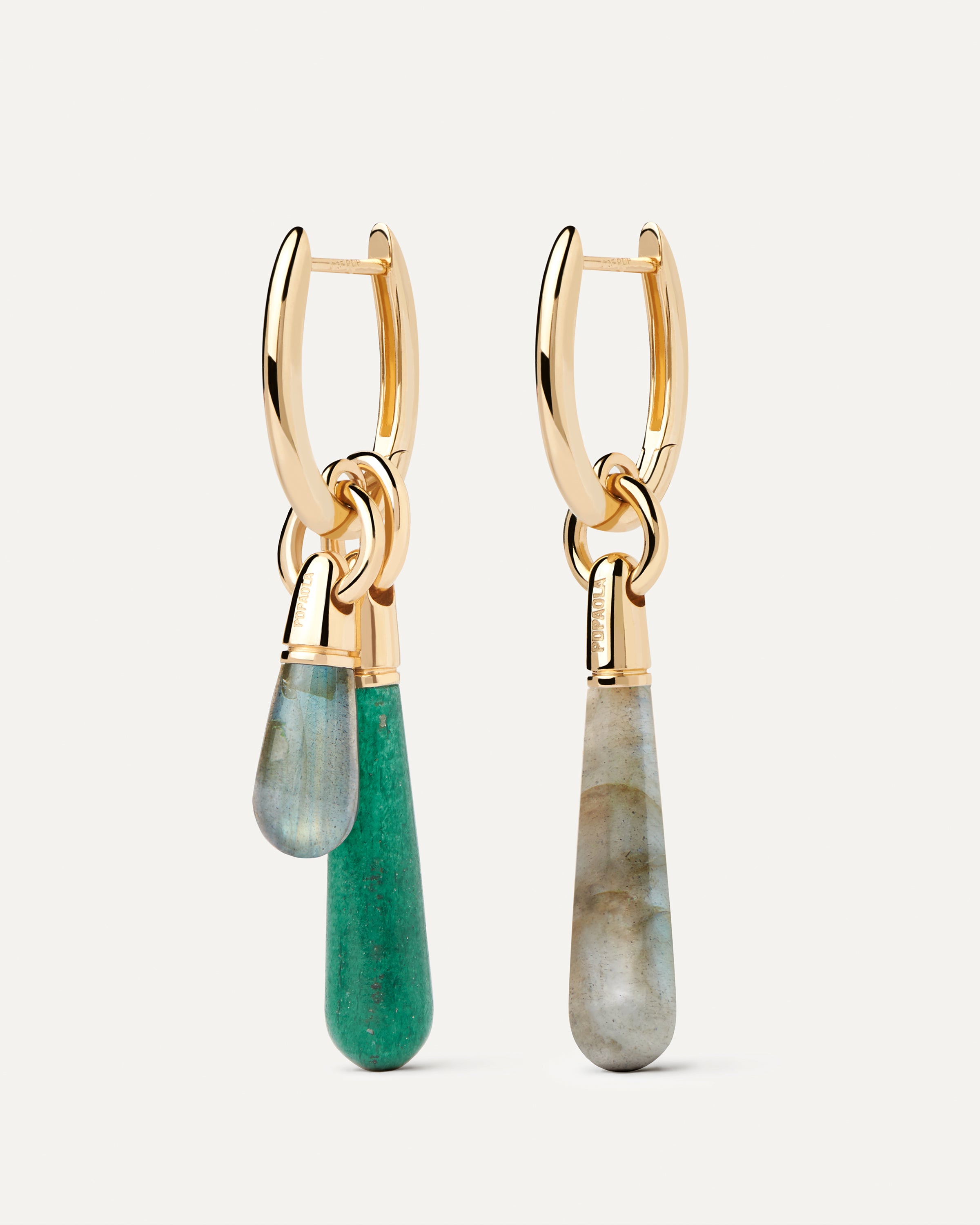 Labradorite Jupiter Single Hoop Earrings - Genuine Labradorite Gemstone Dangle Earrings for Women | Perfect for Boho, Festival & Everyday Wear