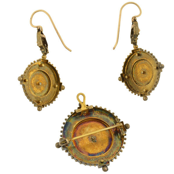 18K Gold Victorian Style Carved Coral Rose Earrings & Brooch Pendant Set – Elegant Antique Jewelry for Weddings, Parties & Special Occasions