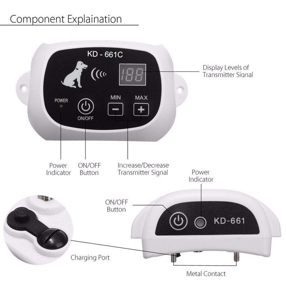 Wireless Dog Fence System - Safe & Effective Electric Pet Containment with Waterproof Collar, Adjustable Range & Distance Display - Beep & Shock Modes for 2 Dogs - Perfect for Yard Training & Outdoor Pet Safety