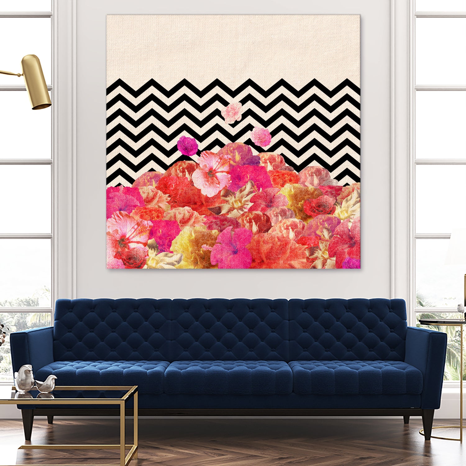 Chevron Flora II Patterned Area Rug - Soft Non-Slip Living Room Carpet for Home Decor, Bedroom, Nursery & Office - Perfect for Cozy Spaces and High-Traffic Areas