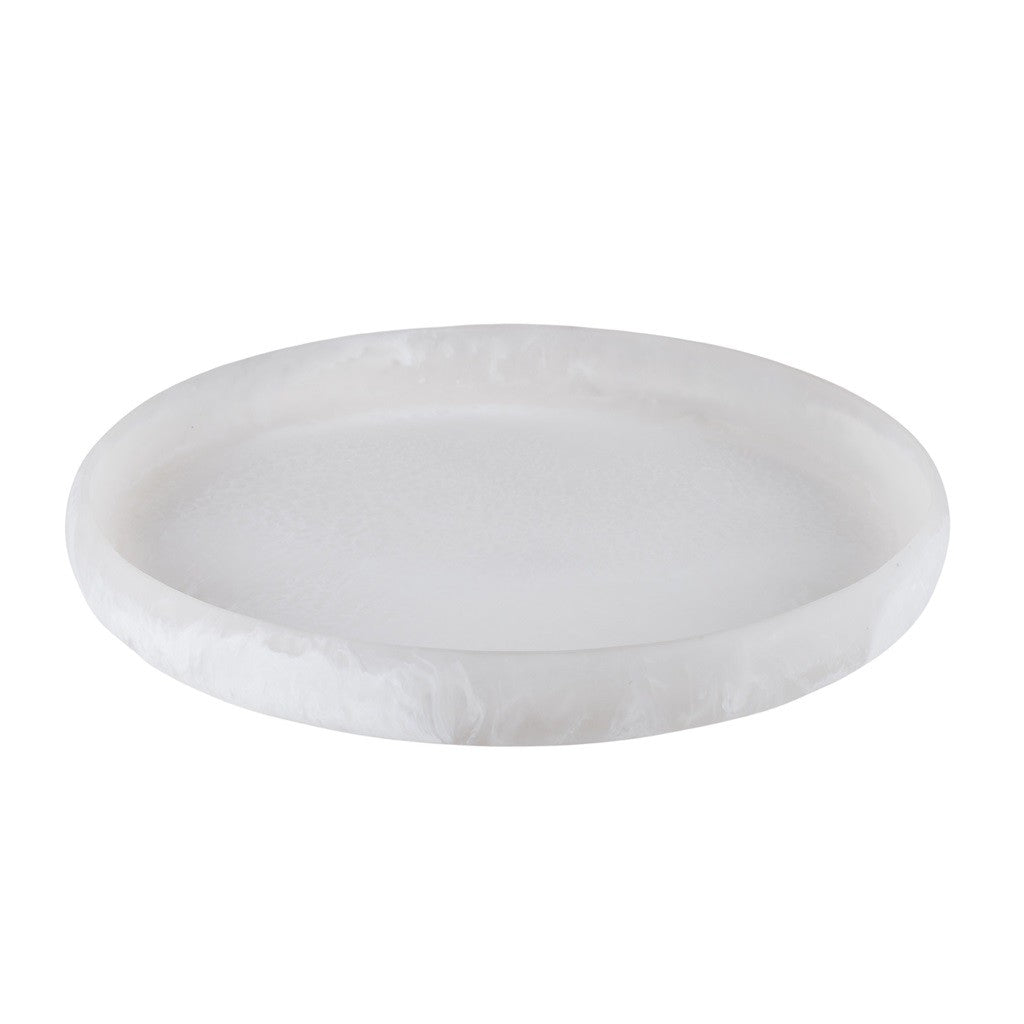 Assemble Merridy 42cm White Resin Round Tray - Perfect for Home Decor, Bathroom Organization & Coffee Table Serving