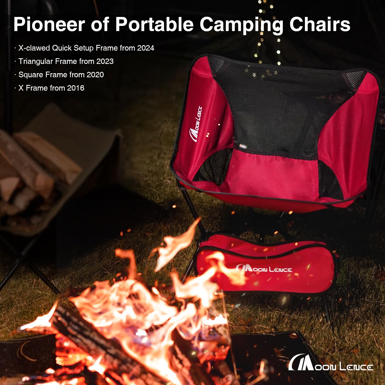 MOONLENCE 4th Gen Ultralight Folding Camping Chair - Compact Portable Backpacking Chair for Hiking, Mountaineering, Beach & Outdoor Adventures - Perfect for Picnics, Fishing, Concerts & Travel