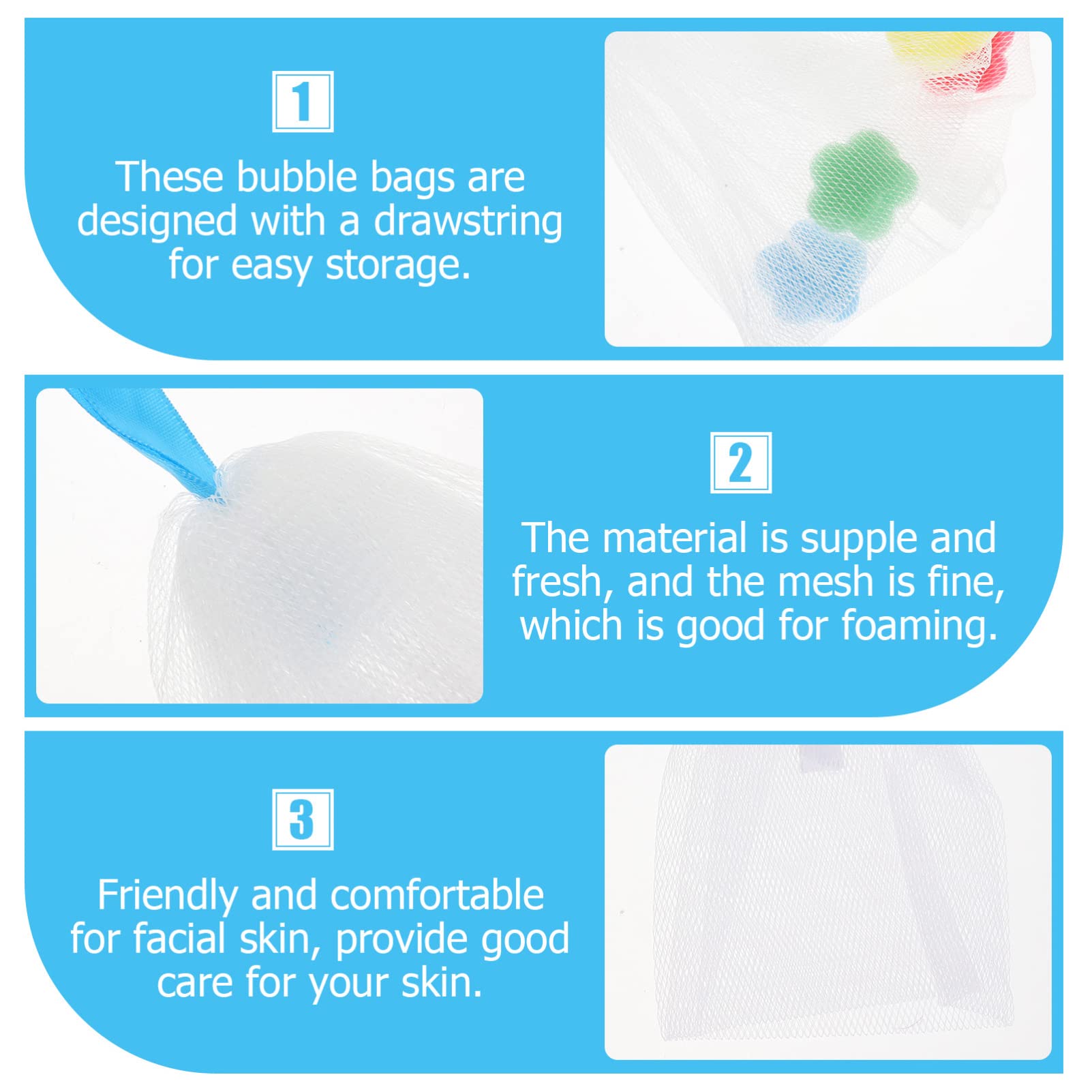 FOMIYES Exfoliating Face Soap Pouch - 2 Pack Reusable Soap Net for Body & Facial Cleansing | Gentle Skin Scrubber for Shower, Travel & Daily Skincare Routine