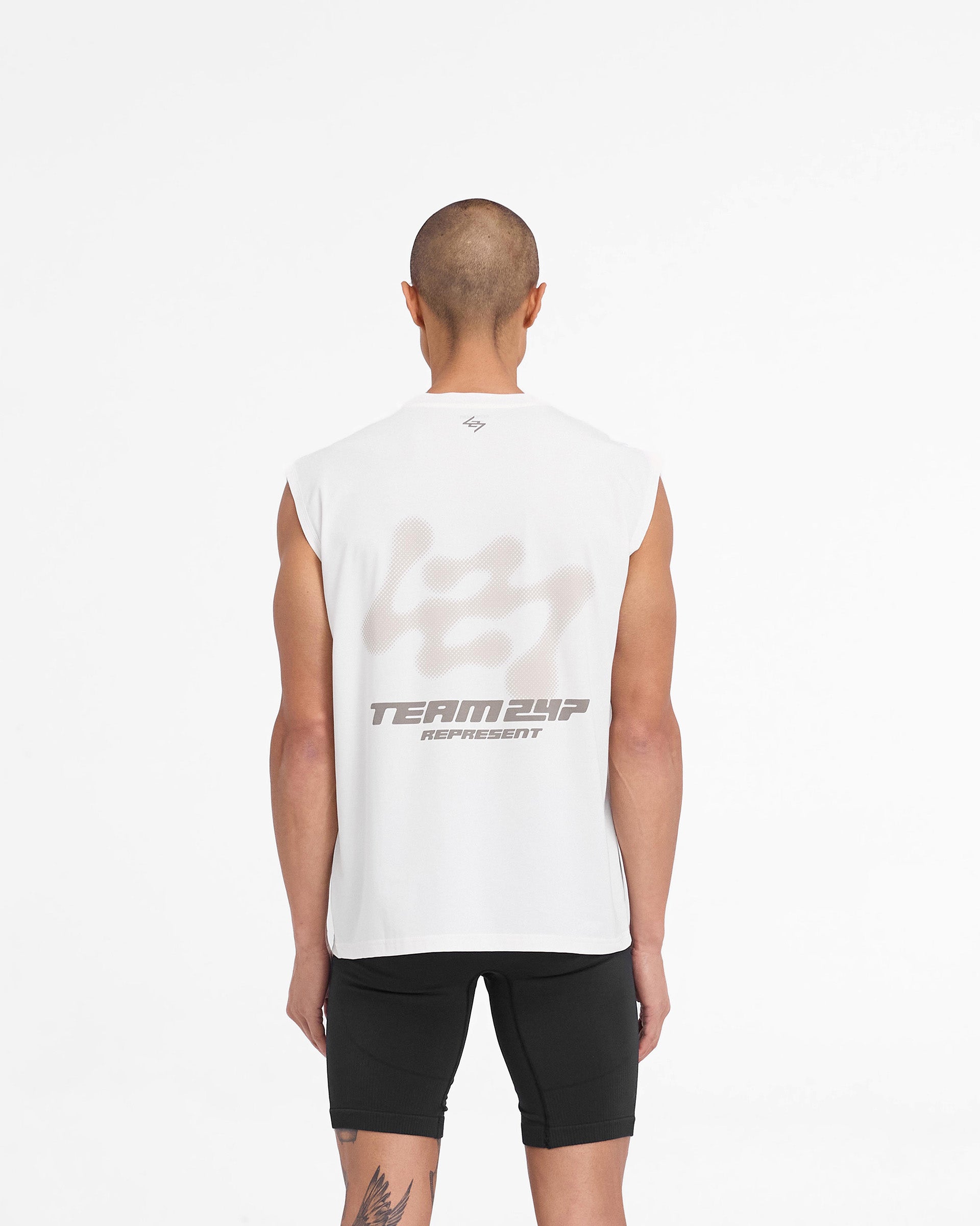247 Future Terrains Oversized Tank Top - Flat White | Women's Casual Loose Fit T-Shirt for Summer, Beach, and Everyday Wear