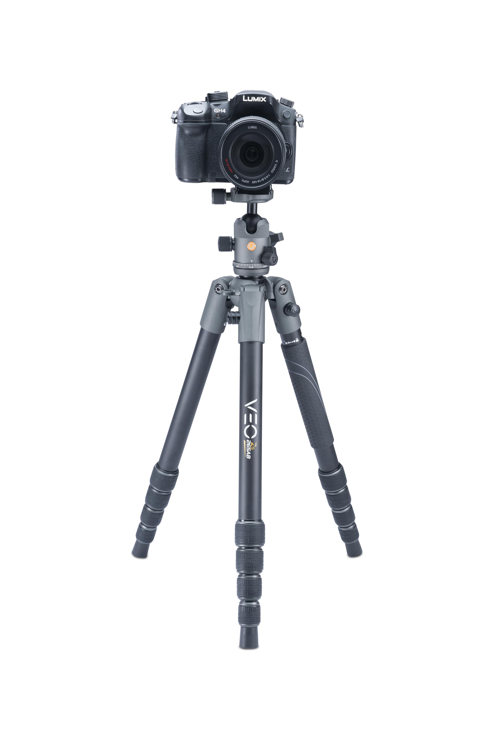 Vanguard VEO 2S 265AB Lightweight Aluminum Travel Tripod with Ball Head - Convertible to Monopod, Includes Smartphone Holder, Spiked Feet & Carry Bag - Perfect for Travel Photography, Hiking & Outdoor Adventures