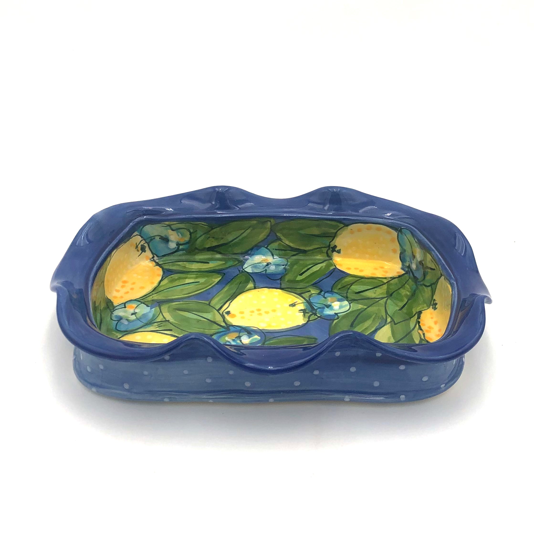 Susan & Peter Stark Blue Ceramic Brie Baker - Oven Safe Cheese Melting Dish for Parties, Appetizers & Entertaining