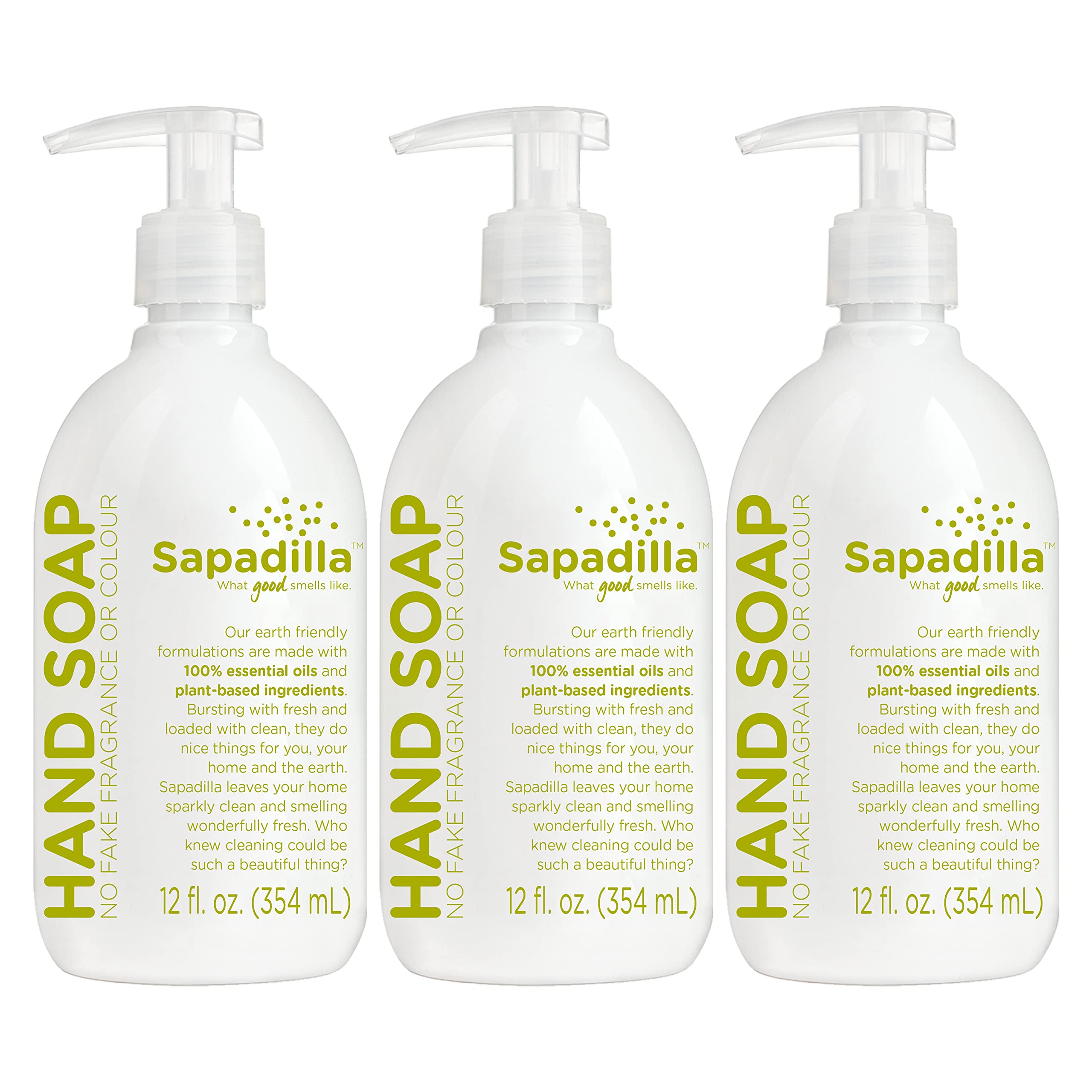 Sapadilla Rosemary Peppermint Liquid Hand Soap - 100% Pure Essential Oil Blend, Moisturizing & Cleansing, Plant-Based Biodegradable Formula - 12oz (Pack of 3) - Perfect for Home, Office, and Bathroom Use