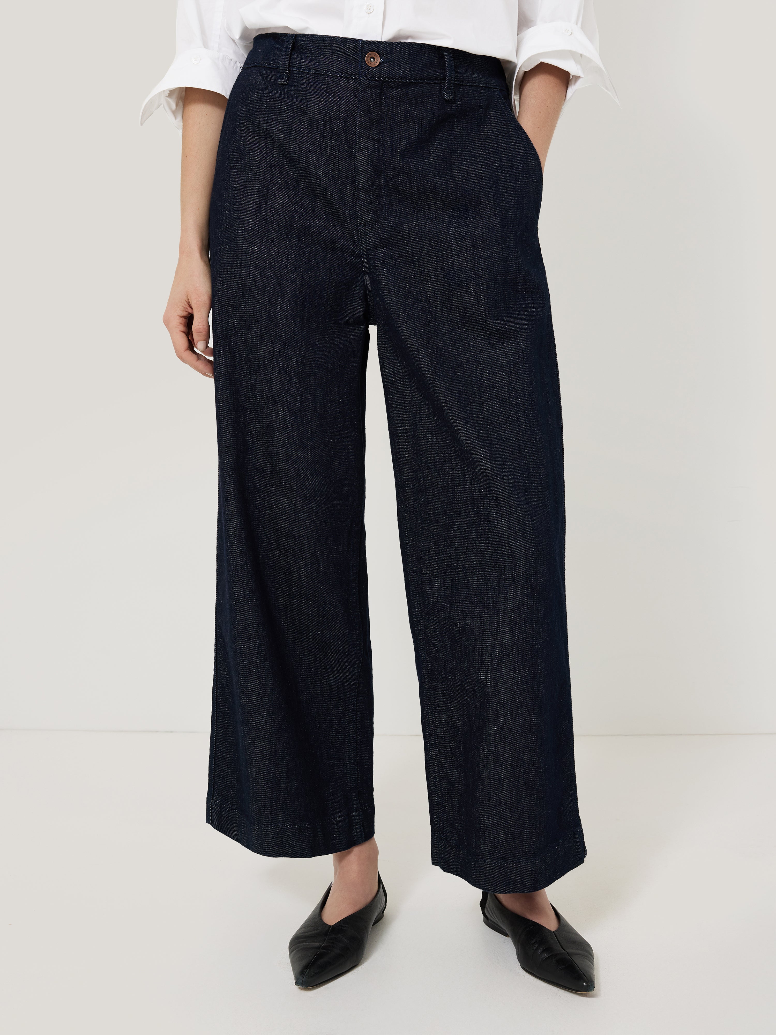 Hampstead Women's Wide Leg Jeans - High Waist Stretch Denim Pants in Indigo Blue for Casual Wear & Everyday Outfits