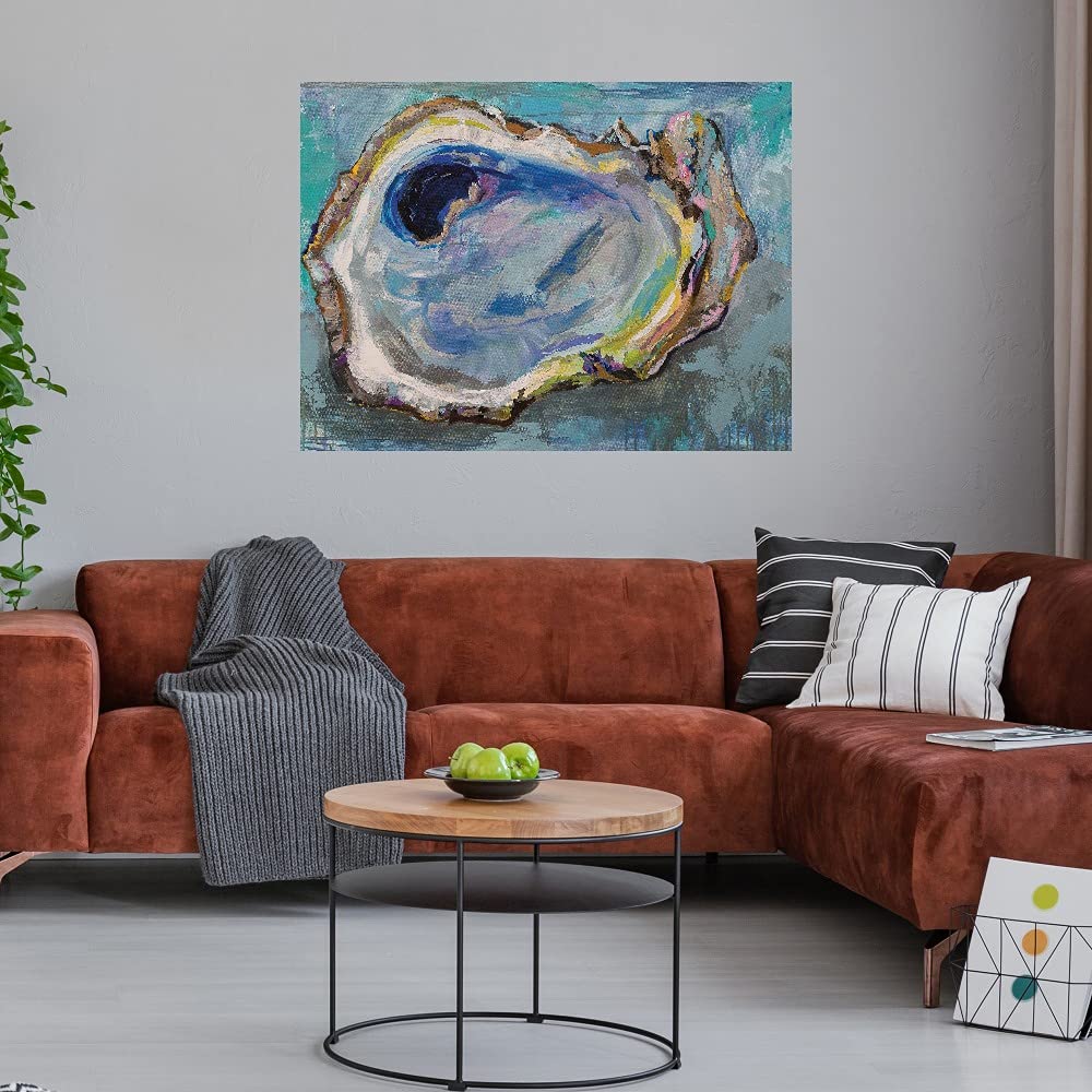 Fine Art Canvas Oyster Two Wall Painting by Jeanette Vertentes - Modern Abstract Canvas Art for Living Room, Bedroom, Office & Dining Decor - Ready to Hang 32x24 Inches - Perfect for Home, Hotel & Restaurant Wall Decoration